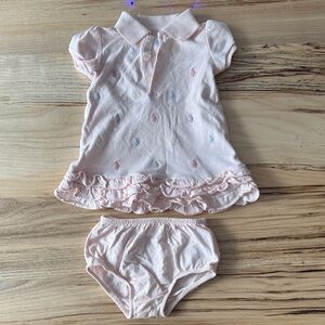 Ralph Lauren 9M months Pink Baby Dress with Ruffles